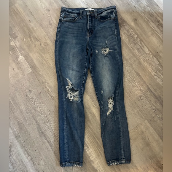 Classic Distressed Ankle Jeans in Blue - Picture 1 of 4
